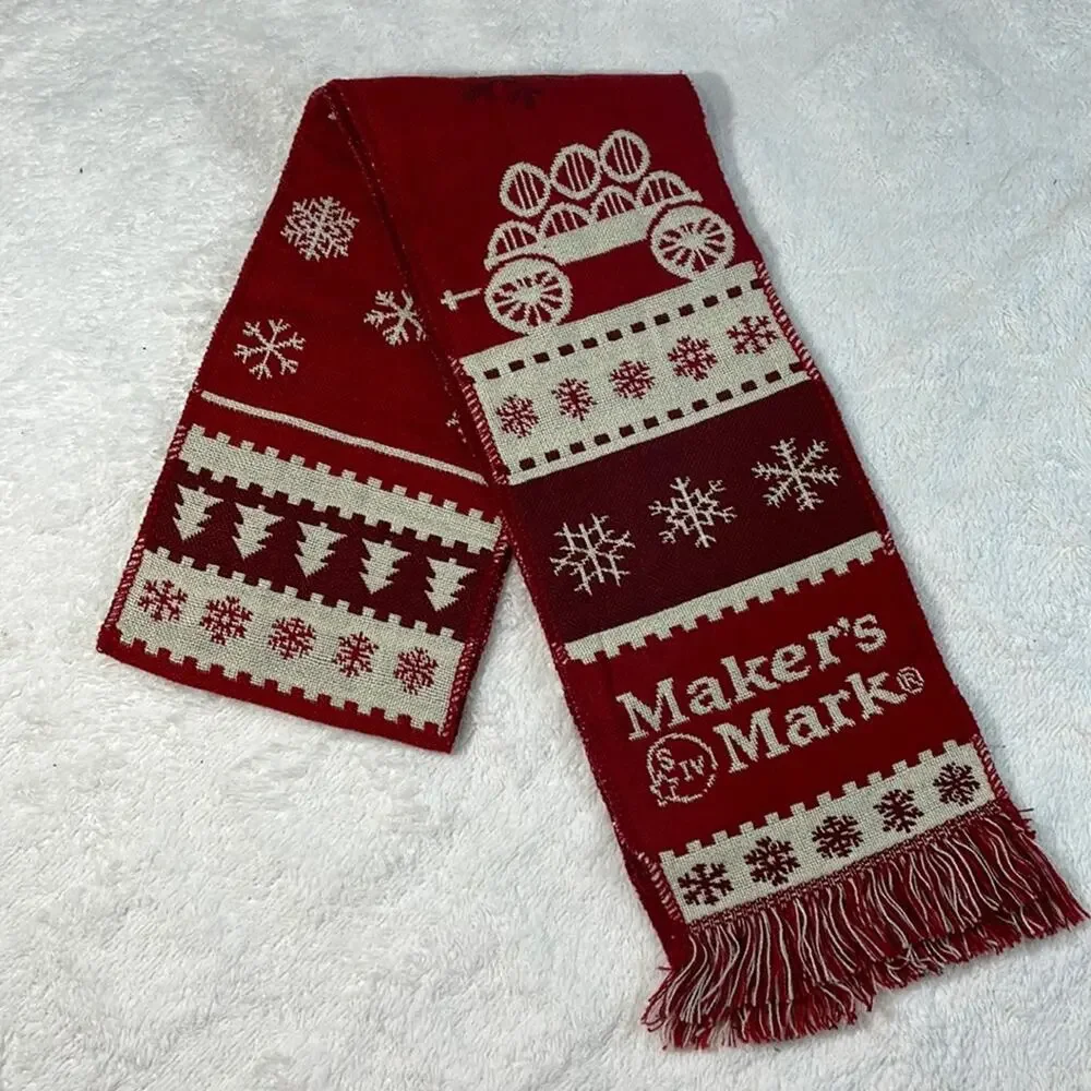 MAKER’S MARK RED & WHITE KNIT WINTER SCARF PROMO MERCH